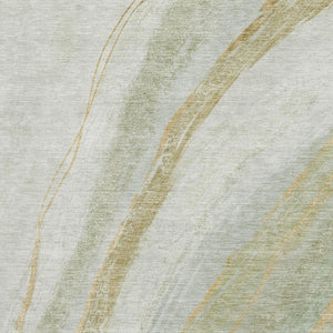 HomeRoots 8' Sage and Copper Round Rug - Stylish Washable Design with UV Protection and Non-Slip Backing 715498