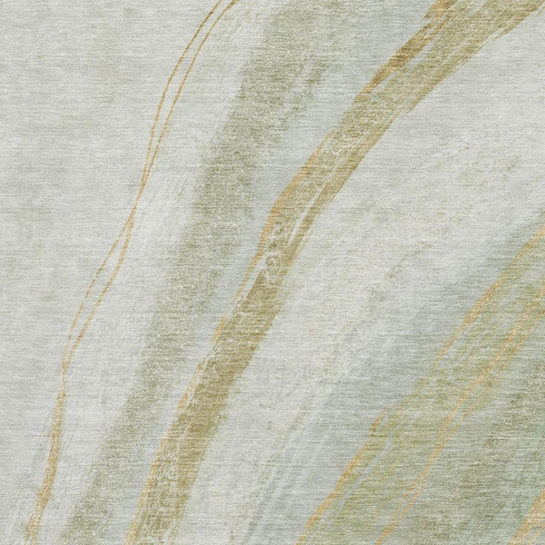 HomeRoots 8' Sage and Copper Round Rug - Stylish Washable Design with UV Protection and Non-Slip Backing 715498