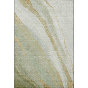 HomeRoots 8' Sage and Copper Round Rug - Stylish Washable Design with UV Protection and Non-Slip Backing 715498