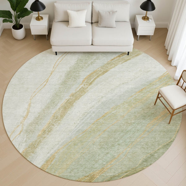 HomeRoots 8' X 10' Sage and Copper Abstract Area Rug - UV Protected, Washable, Stylish & Durable for Any Space 715499