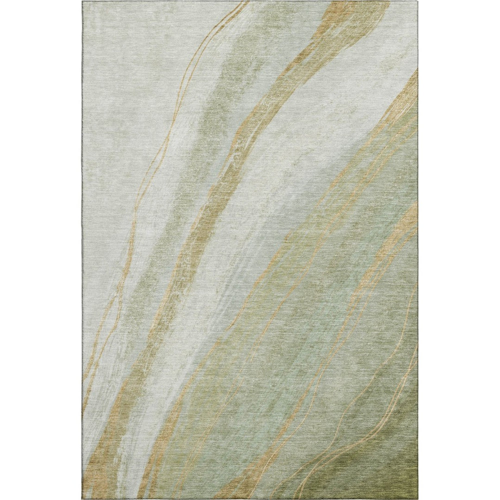 HomeRoots 9' x 12' Sage and Copper Abstract Area Rug - Washable, UV Protected, Stylish & Durable for Every Home 715500
