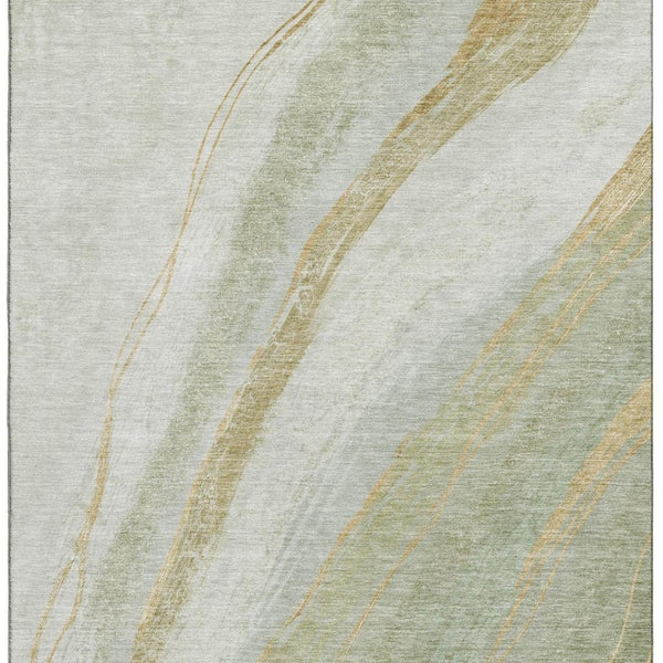 HomeRoots 9' x 12' Sage and Copper Abstract Area Rug - Washable, UV Protected, Stylish & Durable for Every Home 715500