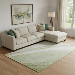 HomeRoots 9' x 12' Sage and Copper Abstract Area Rug - Washable, UV Protected, Stylish & Durable for Every Home 715500