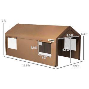 English Elm Outsunny 10x20 Portable Carport Galvanized Steel Frame Uv Canopy with Ventilated Windows W2225P229100
