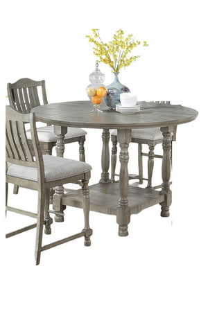 English Elm Dining Solid Wood 6-Piece Set with V-Back Chairs and Bench, Dark Finish, Contemporary Dining Appeal LIGHT GREY 59 L x 59 W x 9 H B011S00974