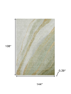 HomeRoots 10' Sage and Copper Abstract Area Rug - Washable, Durable, UV Protected for Modern Living Spaces 715501