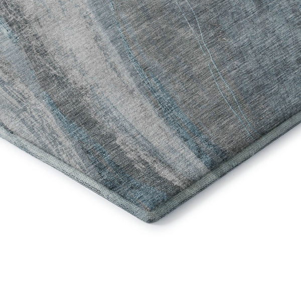 HomeRoots 5' X 8' Teal and Gray Abstract Area Rug - Washable, UV-Resistant, Stain-Proof for Active Homes 715503