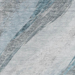 HomeRoots 8' Teal And Gray Abstract Round Rug - Washable, UV Protected, Stain Resistant, Perfect for Busy Homes 715504