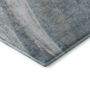 HomeRoots 8' X 10' Teal & Gray Abstract Washable Area Rug – Durable, UV Resistant, Perfect for Modern Spaces! 715505