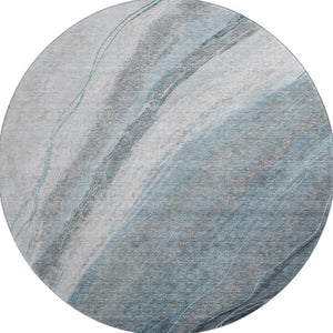 HomeRoots 8' X 10' Teal & Gray Abstract Washable Area Rug – Durable, UV Resistant, Perfect for Modern Spaces! 715505