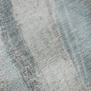 HomeRoots 8' X 10' Teal & Gray Abstract Washable Area Rug – Durable, UV Resistant, Perfect for Modern Spaces! 715505
