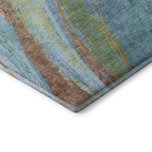 HomeRoots 8' X 10' Blue and Copper Abstract Area Rug – Washable, UV Protected, Perfect for High-Traffic Spaces! 715517
