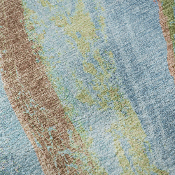 HomeRoots 8' X 10' Blue and Copper Abstract Area Rug – Washable, UV Protected, Perfect for High-Traffic Spaces! 715517