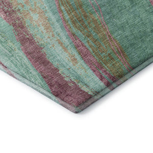 HomeRoots 5' X 8' Green & Blush Abstract Washable Area Rug - UV Protected, Stain Resistant, Modern Design 715521