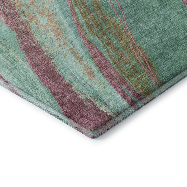HomeRoots 8' Green and Blush Abstract Washable Round Rug – UV Protected, Stain-Resistant, Stylish & Durable! 715522