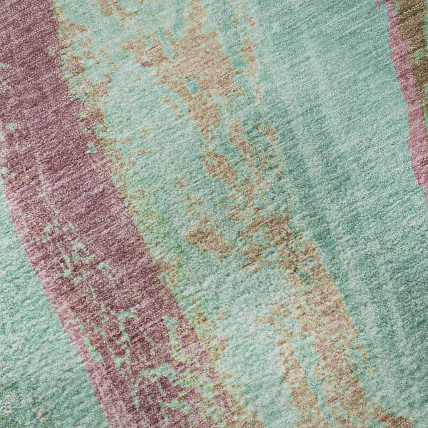 HomeRoots 8' Green and Blush Abstract Washable Round Rug – UV Protected, Stain-Resistant, Stylish & Durable! 715522