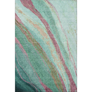 HomeRoots 10' X 14' Green And Blush Abstract Area Rug - Durable, Washable, UV-Protected for Modern Living Spaces 715525