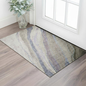 HomeRoots 5' X 8' Coffee & Purple Abstract Area Rug - Stylish, Washable, UV Resistant, Perfect for High-Traffic Spaces! 715527