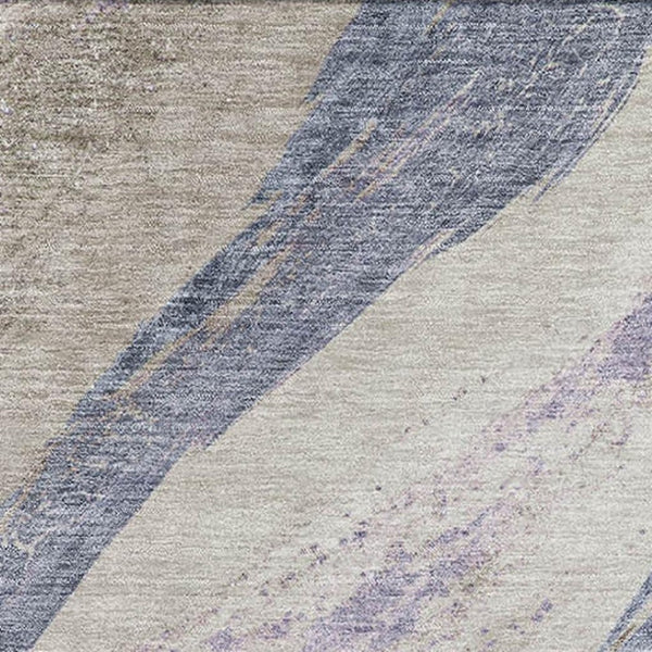 HomeRoots 8' Modern Abstract Coffee and Purple Washable Round Rug with UV Protection for Indoor and Outdoor Use 715528