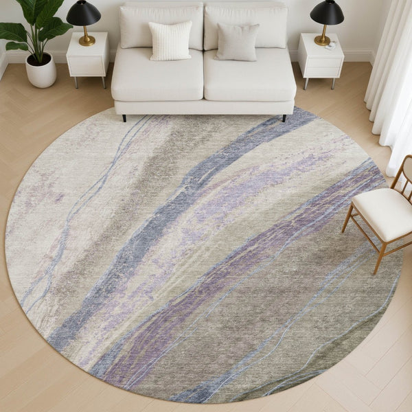 HomeRoots 8' X 10' Stylish Coffee & Purple Abstract Washable Area Rug with UV Protection for Everyday Use 715529