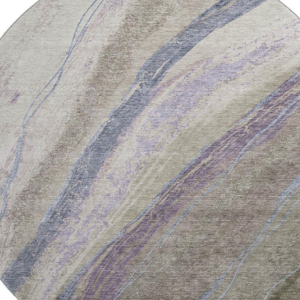 HomeRoots 8' X 10' Stylish Coffee & Purple Abstract Washable Area Rug with UV Protection for Everyday Use 715529