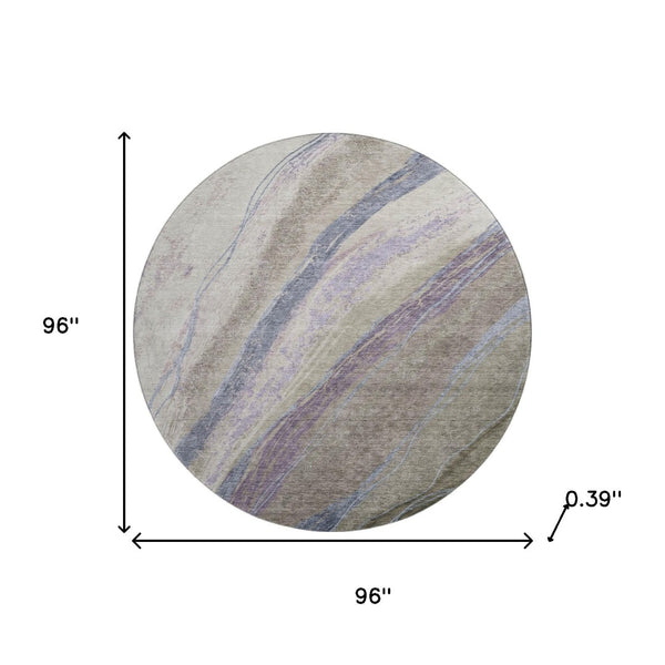 HomeRoots 8' X 10' Stylish Coffee & Purple Abstract Washable Area Rug with UV Protection for Everyday Use 715529