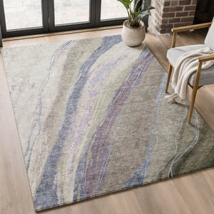 HomeRoots 9' X 12' Coffee & Purple Abstract Area Rug - Washable, UV Protection, Stain Resistant & Non-Slip! 715530