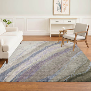 HomeRoots 9' X 12' Coffee & Purple Abstract Area Rug - Washable, UV Protection, Stain Resistant & Non-Slip! 715530