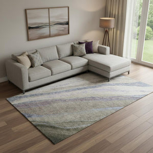 HomeRoots 9' X 12' Coffee & Purple Abstract Area Rug - Washable, UV Protection, Stain Resistant & Non-Slip! 715530