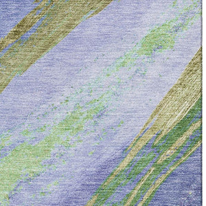 HomeRoots 5' X 8' Purple and Green Abstract Washable Area Rug - Durable, UV Protected, Stain Resistant Design! 715533