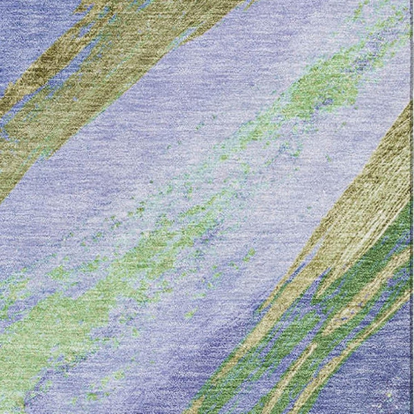 HomeRoots 8' Vibrant Purple and Green Abstract Round Rug – Washable, UV Protected & Ideal for Home Living Spaces 715534