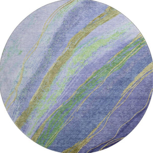 HomeRoots 8' X 10' Vibrant Purple and Green Abstract Washable Area Rug with UV Protection for High-Traffic Spaces 715535