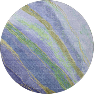 HomeRoots 8' X 10' Vibrant Purple and Green Abstract Washable Area Rug with UV Protection for High-Traffic Spaces 715535