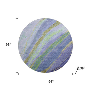 HomeRoots 8' X 10' Vibrant Purple and Green Abstract Washable Area Rug with UV Protection for High-Traffic Spaces 715535