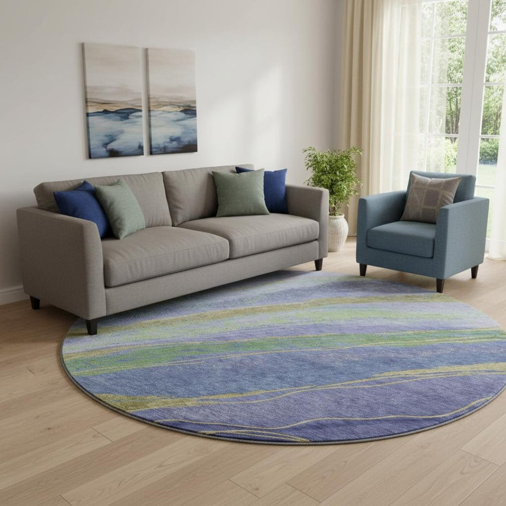 HomeRoots 8' X 10' Vibrant Purple and Green Abstract Washable Area Rug with UV Protection for High-Traffic Spaces 715535