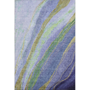 HomeRoots 9' X 12' Vibrant Purple and Green Abstract Area Rug - Washable, UV-Protected, Non-Slip Design! 715536