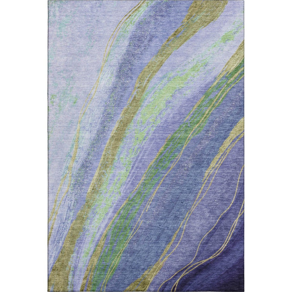 HomeRoots 9' X 12' Vibrant Purple and Green Abstract Area Rug - Washable, UV-Protected, Non-Slip Design! 715536