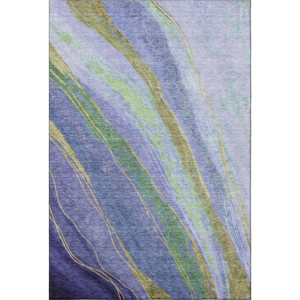 HomeRoots 9' X 12' Vibrant Purple and Green Abstract Area Rug - Washable, UV-Protected, Non-Slip Design! 715536