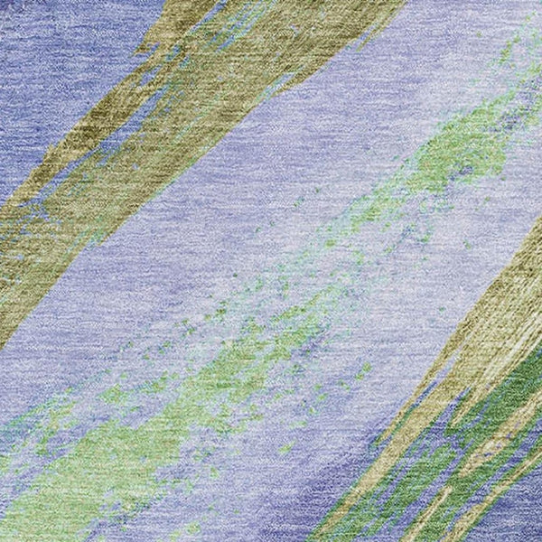 HomeRoots 10' X 14' Washable Purple and Green Abstract Area Rug with UV Protection for High-Traffic Spaces 715537