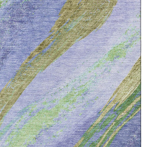HomeRoots 10' X 14' Washable Purple and Green Abstract Area Rug with UV Protection for High-Traffic Spaces 715537