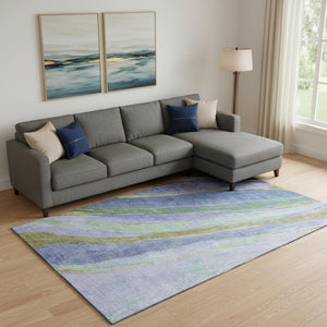 HomeRoots 10' X 14' Washable Purple and Green Abstract Area Rug with UV Protection for High-Traffic Spaces 715537