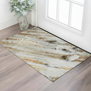 HomeRoots 5' X 8' Stylish Rust and Gray Abstract Area Rug - Machine Washable, UV Protected, Perfect for Kids & Pets 715539