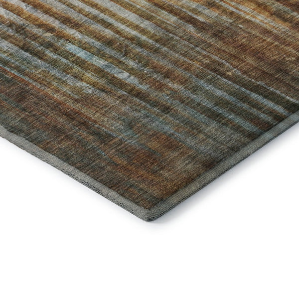 HomeRoots 8' Modern Abstract Rust and Gray Washable Round Rug with UV Protection for Stylish Spaces 715540