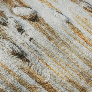 HomeRoots 8' Modern Abstract Rust and Gray Washable Round Rug with UV Protection for Stylish Spaces 715540