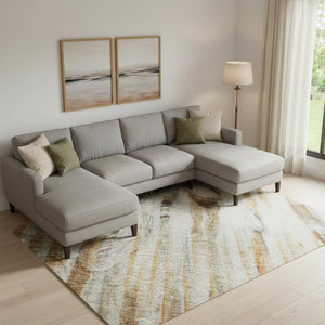 HomeRoots 9' X 12' Stylish Rust & Gray Abstract Area Rug - Washable, UV Protected, Durable for Busy Homes! 715542