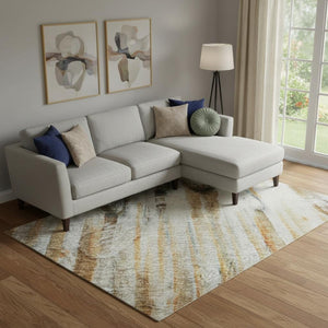 HomeRoots 10' X 14' Modern Rust and Gray Abstract Area Rug - Machine Washable, UV Protection & Stain Resistant 715543
