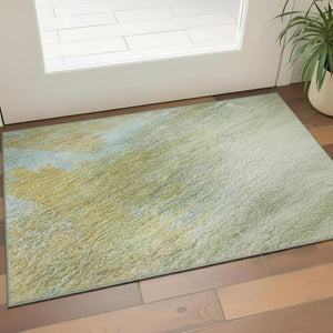 HomeRoots 5' X 8' Beige & Ivory Abstract Area Rug - Washable, UV Protected, Durable & Stylish for Any Space 715545