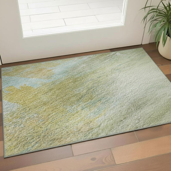 HomeRoots 5' X 8' Beige & Ivory Abstract Area Rug - Washable, UV Protected, Durable & Stylish for Any Space 715545