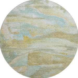 HomeRoots 8' X 10' Beige And Ivory Abstract Area Rug - Washable, UV Protected, Perfect for Homes with Kids & Pets! 715547