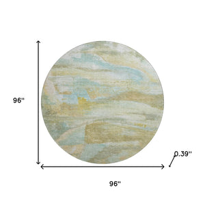 HomeRoots 8' X 10' Beige And Ivory Abstract Area Rug - Washable, UV Protected, Perfect for Homes with Kids & Pets! 715547